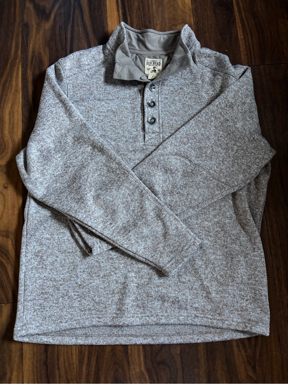 RedHead Men's Heathered Taupe Zip-Up Mock Neck Sweater